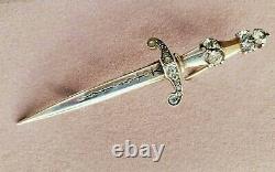 1940's CROWN TRIFARI STERLING RHINESTONE SWORD PIN ALFRED PHILIPPE