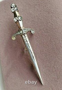 1940's CROWN TRIFARI STERLING RHINESTONE SWORD PIN ALFRED PHILIPPE