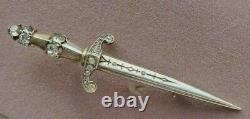 1940's CROWN TRIFARI STERLING RHINESTONE SWORD PIN ALFRED PHILIPPE