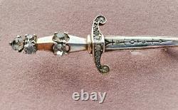 1940's CROWN TRIFARI STERLING RHINESTONE SWORD PIN ALFRED PHILIPPE