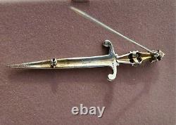 1940's CROWN TRIFARI STERLING RHINESTONE SWORD PIN ALFRED PHILIPPE