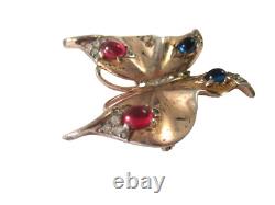 1940's Crown Trifari Alfred Philippe Sterling Rhinestone Butterfly Pin 1-11/16