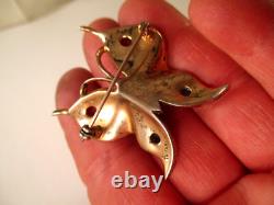 1940's Crown Trifari Alfred Philippe Sterling Rhinestone Butterfly Pin 1-11/16