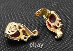 1940's Crown Trifari Alfred Philippe Sterling Tanjore Jewel Brooch & Earrings