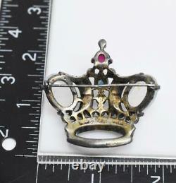 1940's Rare CROWN TRIFARI Alfred Philippe Sterling Silver Crown Brooch Pin