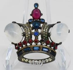 1940's Rare CROWN TRIFARI Alfred Philippe Sterling Silver Crown Brooch Pin