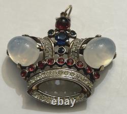 1940's Rare CROWN TRIFARI Alfred Philippe Sterling Silver Crown Pendant