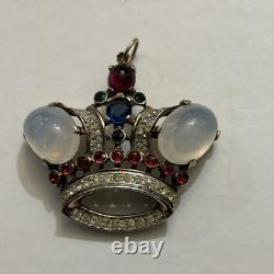 1940's Rare CROWN TRIFARI Alfred Philippe Sterling Silver Crown Pendant