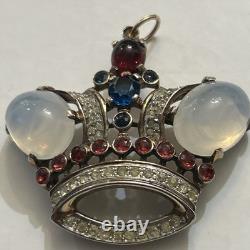 1940's Rare CROWN TRIFARI Alfred Philippe Sterling Silver Crown Pendant