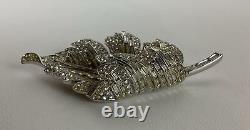 1940's Trifari Alfred Philippe Leaf Form Crystal Dress Clip Brooch