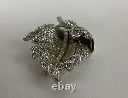 1940's Trifari Alfred Philippe Leaf Form Crystal Dress Clip Brooch