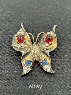 1940's Trifari Alfred Philippe Sterling Silver Butterfly Brooch Jewels Of India