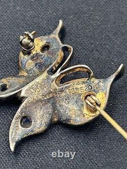 1940's Trifari Alfred Philippe Sterling Silver Butterfly Brooch Jewels Of India