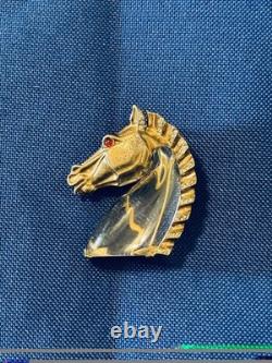 1940's Trifari Alfred Phillippe Horse Head Jelly Belly Sterling Pin
