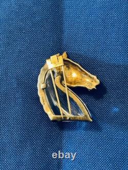 1940's Trifari Alfred Phillippe Horse Head Jelly Belly Sterling Pin