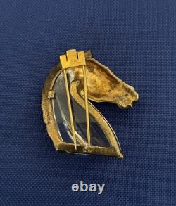 1940's Trifari Alfred Phillippe Horse Head Jelly Belly Sterling Pin
