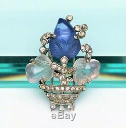 1940s Alfred Philippe Trifari Fruit Salad Moonstone & Rhinestone Fur Clip/Brooch