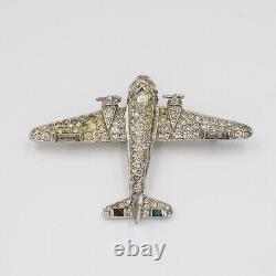 1940s Crown TRIFARI Alfred Philippe WW2 US Patriotic Airplane Brooch (18705)