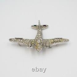 1940s Crown TRIFARI Alfred Philippe WW2 US Patriotic Airplane Brooch (18705)