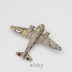 1940s Crown TRIFARI Alfred Philippe WW2 US Patriotic Airplane Brooch (18705)