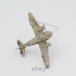 1940s Crown TRIFARI Alfred Philippe WW2 US Patriotic Airplane Brooch (18705)