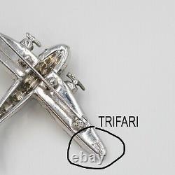 1940s Crown TRIFARI Alfred Philippe WW2 US Patriotic Airplane Brooch (18705)