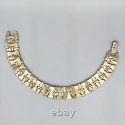 1940s Crown Trifari Alfred Philippe Golden Honeycomb Crystal Bracelet 7.25