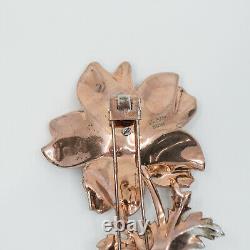 1940s Crown Trifari Alfred Philippe rhinestone flower fur clip Brooch (18084B)