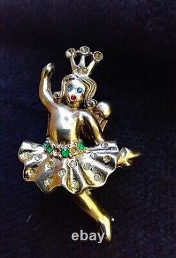 1940s Crown Trifari by Alfred Philippe Heavenly Twins Dancing Angel Brooch Pin