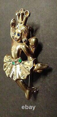 1940s Crown Trifari by Alfred Philippe Heavenly Twins Dancing Angel Brooch Pin