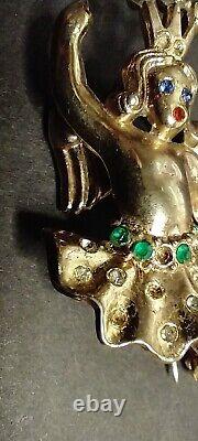 1940s Crown Trifari by Alfred Philippe Heavenly Twins Dancing Angel Brooch Pin