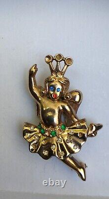 1940s Crown Trifari by Alfred Philippe Heavenly Twins Dancing Angel Brooch Pin
