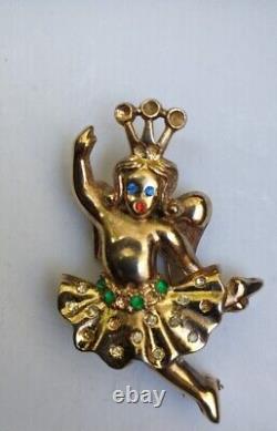 1940s Crown Trifari by Alfred Philippe Heavenly Twins Dancing Angel Brooch Pin