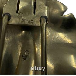 1940s HAND SIGNED Crown Trifari Alfred Philippe GOLD LEAVES Fur Dress Pin Clips