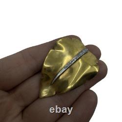 1940s HAND SIGNED Crown Trifari Alfred Philippe GOLD LEAVES Fur Dress Pin Clips