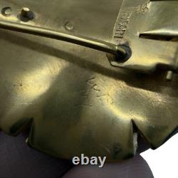 1940s HAND SIGNED Crown Trifari Alfred Philippe GOLD LEAVES Fur Dress Pin Clips