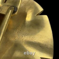 1940s HAND SIGNED Crown Trifari Alfred Philippe GOLD LEAVES Fur Dress Pin Clips