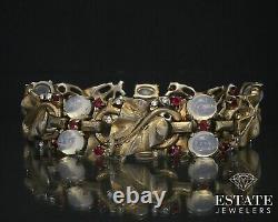 1940s Sterling Trifari Alfred Philippe Moonstone Rhinestone Bracelet i14042