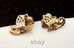 1940s TRIFARI Empress Eugenie Romantique Pearl, Rhinestone, Enamel CLIP EARRINGS