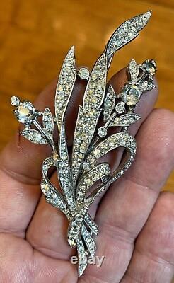 1941 Alfred Philippe Crown Trifari Pave Rhinestone Floral Spray Brooch # 129319