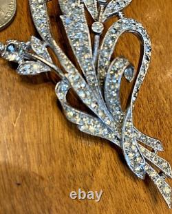 1941 Alfred Philippe Crown Trifari Pave Rhinestone Floral Spray Brooch # 129319