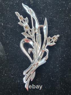 1941 Alfred Philippe Crown Trifari Pave Rhinestone Floral Spray Brooch # 12931