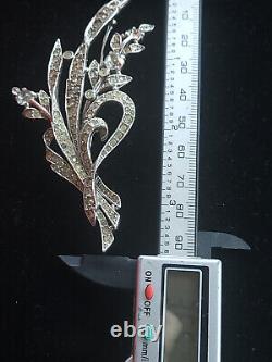 1941 Alfred Philippe Crown Trifari Pave Rhinestone Floral Spray Brooch # 12931