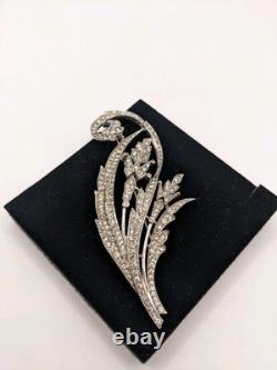 1941 Alfred Philippe Crown Trifari Pave Rhinestone Floral Spray Brooch # T29320