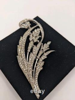 1941 Alfred Philippe Crown Trifari Pave Rhinestone Floral Spray Brooch # T29320