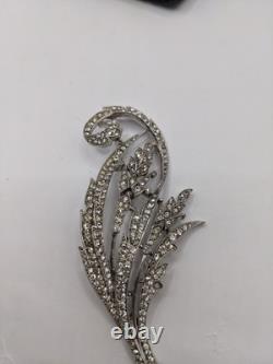 1941 Alfred Philippe Crown Trifari Pave Rhinestone Floral Spray Brooch # T29320