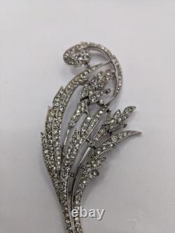 1941 Alfred Philippe Crown Trifari Pave Rhinestone Floral Spray Brooch # T29320