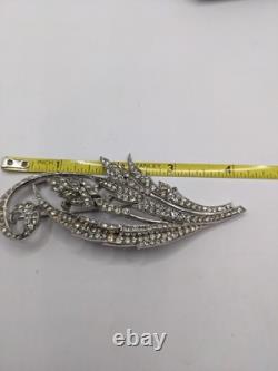 1941 Alfred Philippe Crown Trifari Pave Rhinestone Floral Spray Brooch # T29320