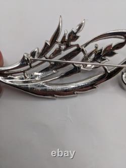 1941 Alfred Philippe Crown Trifari Pave Rhinestone Floral Spray Brooch # T29320