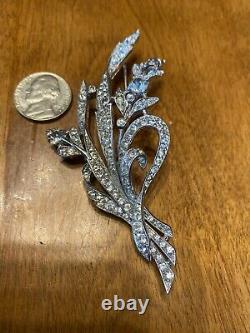 1941 Alfred Philippe Crown Trifari Pave Rhinestone Ribbon Bouquet Brooch 129319